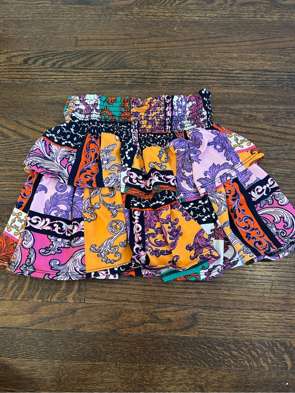 Multicolor Printed Tiered Teen Skirt